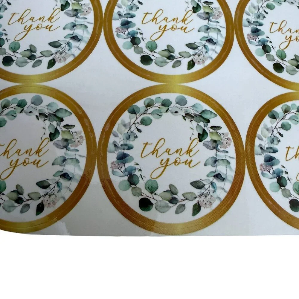 Thank you Cards Set of 10 Green Leaf Design w/ Stickers and Envelopes 3.75x5